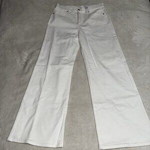 LOFT Wide Leg High Rise White Jeans Size 30 Regular Fit NWT
